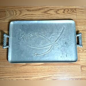 Vintage Everlast aluminum serving tray with an embossed pinecone w/branch design